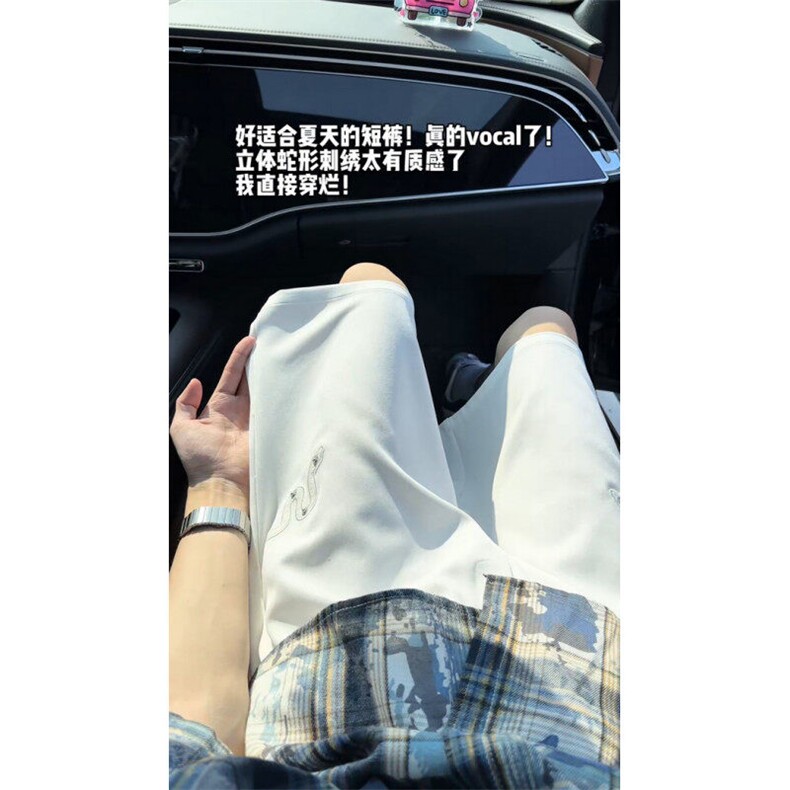 25夏季蛇纹刺绣垂感西装短裤商务休闲五分裤中裤504-K07-P38控58,男装牛仔裤,星座504
