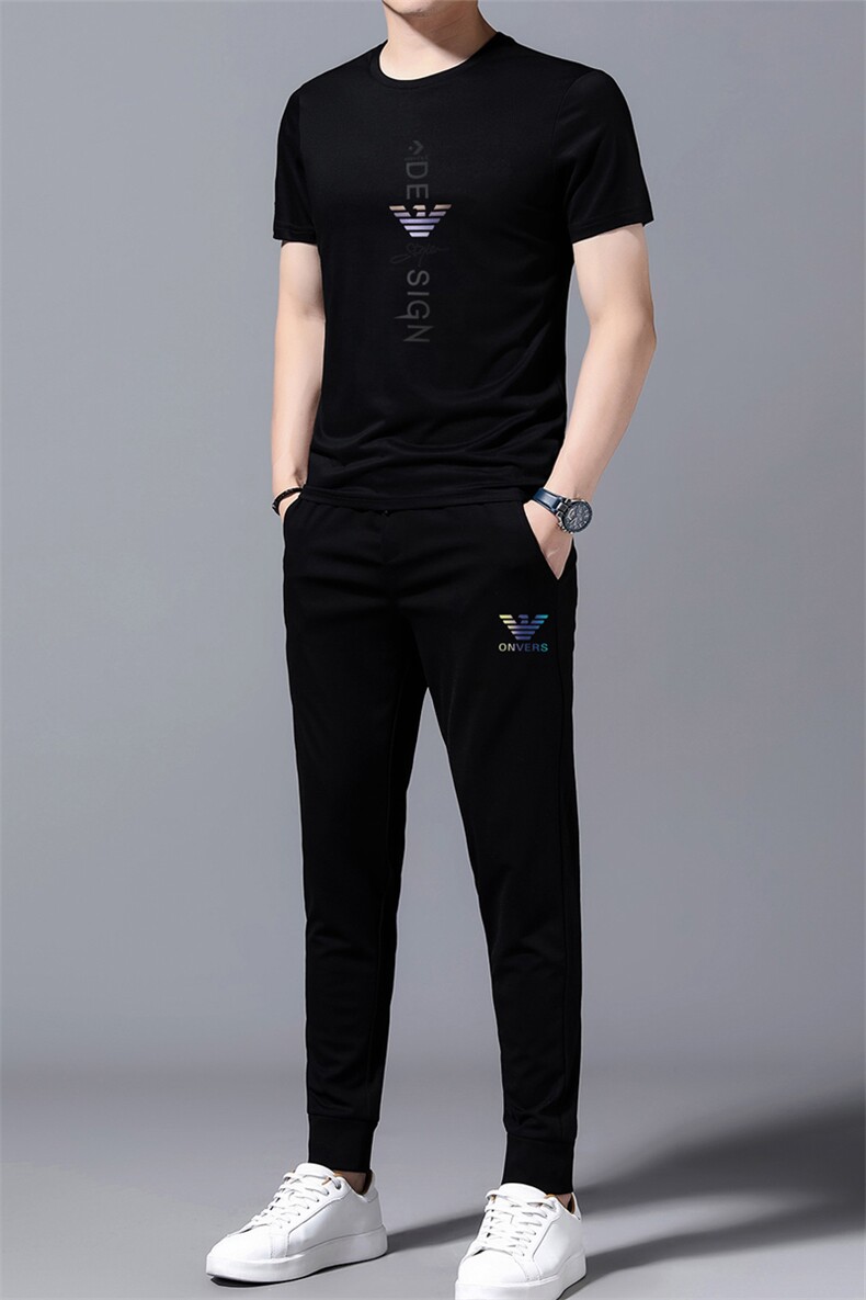 GDN626男士2023年夏季新款T恤短袖长裤商务休闲男运动套装P123,男装休闲套装,电商B360