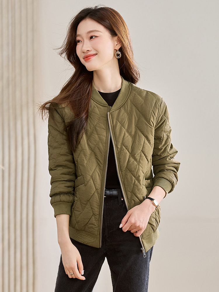 菱格夹棉棒球服外套女2024秋冬新款小个子休闲百搭时尚短款小棉衣,女装棉衣/棉服,文熹诺