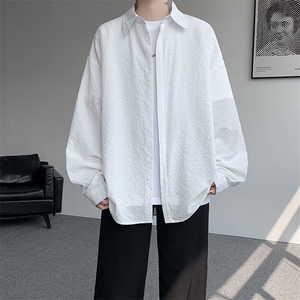 8XL-M泡泡纱盐缩肌理长袖衬衫男夏季冰丝外套防晒衬衣CS29007P40图片