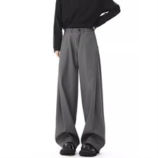 春秋美式高街休闲裤男女垂感阔腿西裤长裤纯色西装裤宽松直筒裤子，男装西服套装，电商A443