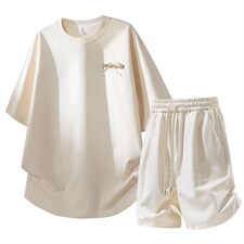 夏季美式潮牌发泡印花短袖T恤休闲短裤两件套装TZ888115特P45控88，男装牛仔裤，电商A309