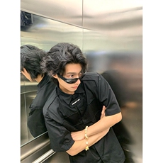 青少年慵懒新款夏季免烫原宿潮纯色标准时尚衬衫潮流五分袖日系，男装衬衫，星座506A