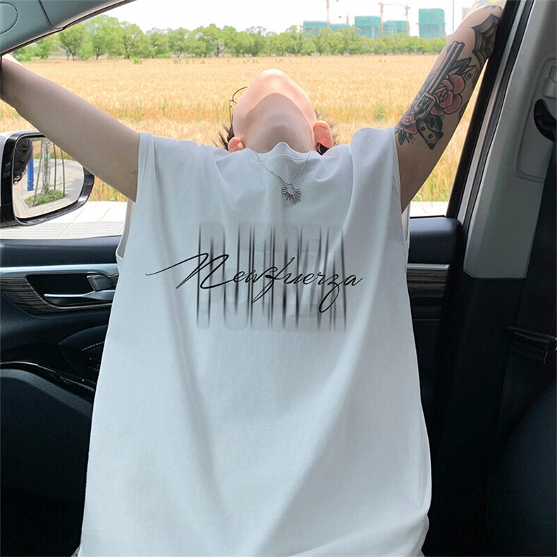 可48小时发货支持抖音得物来样二开240克重磅美式纯棉背心无袖t恤,男装T恤,电商A486