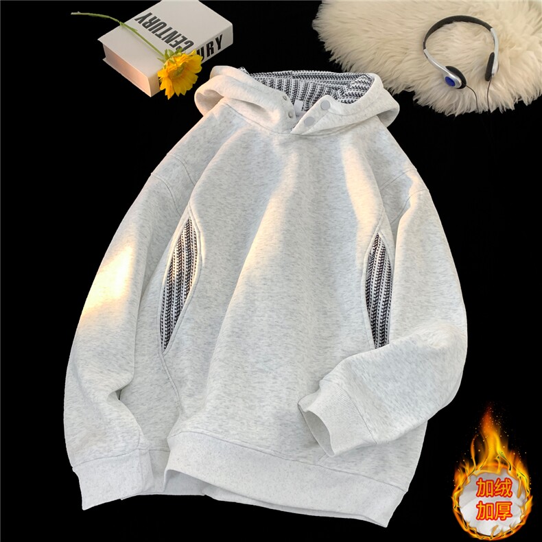 ！鱼骨纹拼接撞色卫衣冬季加绒连帽衫外套WR2252JR-P65控108,女装短外套,星座815A