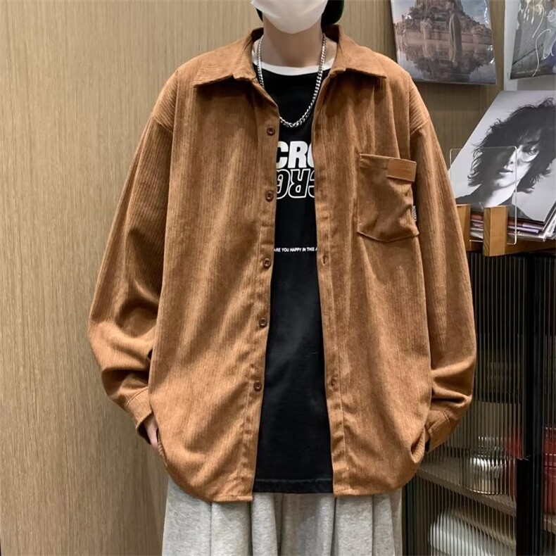 男装港风纯色百搭帅气潮流长袖衬衫上衣秋装C032-P38,男装衬衫,星座1109-3