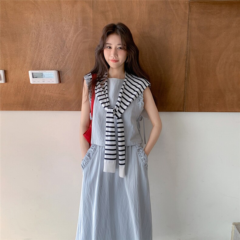 小香风蓝色马甲半身裙套装女夏2025新款绝美俏皮活泼氛围感两件套,女装套装/套裙,2C261