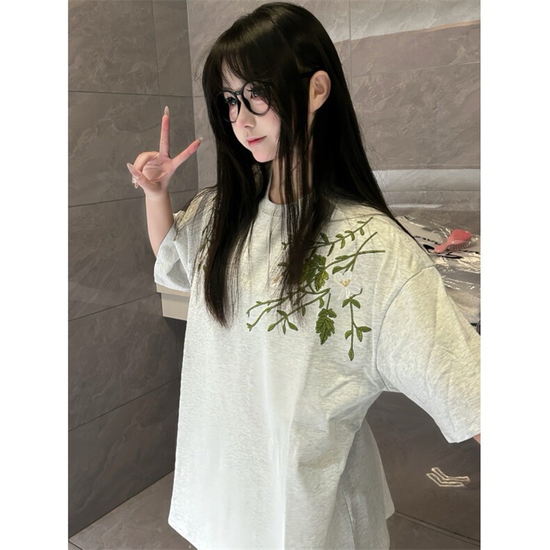 H0687-P35前后全刺绣夏季休闲宽松T恤,女装T恤,星座617A-2