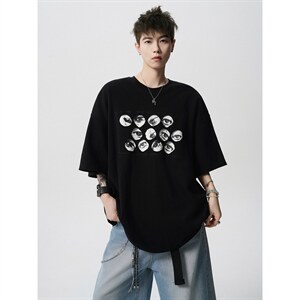 孔洞透视短袖镂空T恤眼睛印花美式痞帅短袖1016-1 T354 P38 K69，男装T恤，星座1016-1（原电商B408-1）
