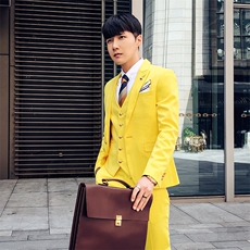 秋冬韩模新款糖果色西服套装男三件套小西装外套A470-TZ48-P265，男装西服套装，电商A207