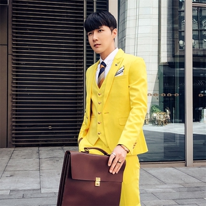 秋冬韩模新款糖果色西服套装男三件套小西装外套A470-TZ48-P265图片