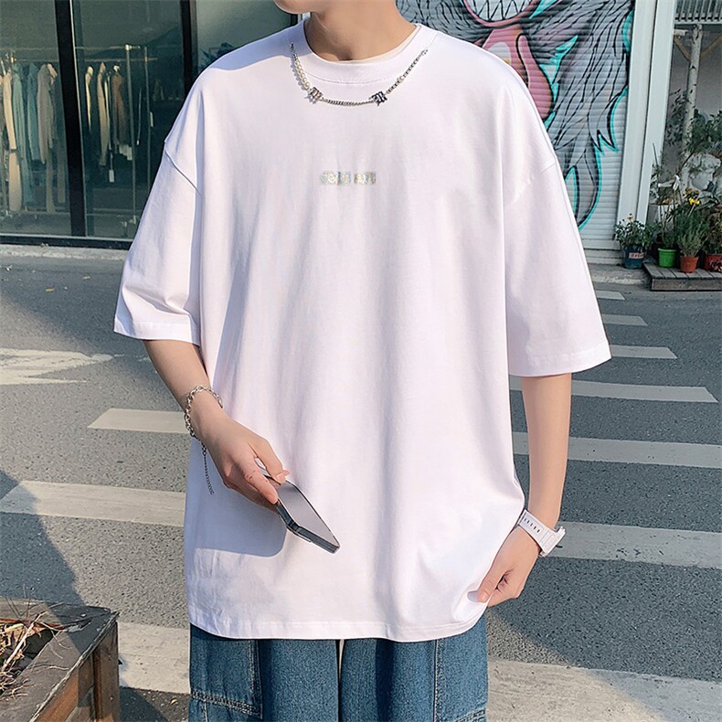 得物抖音40支双纱高品质港风运动半袖纯棉短袖T恤男女T7201-P45,男装T恤,电商A441-1