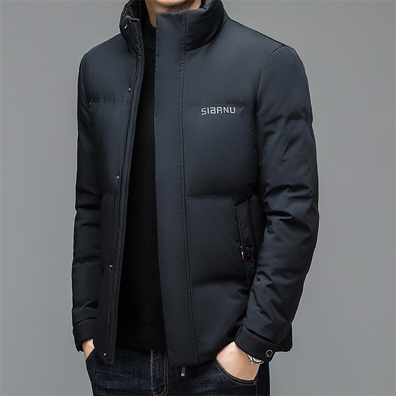 羽绒服男士2023冬季新款中年商务休闲纯色加厚保暖立领爸爸外套,男装羽绒服,电商B212（原钱塘6029）