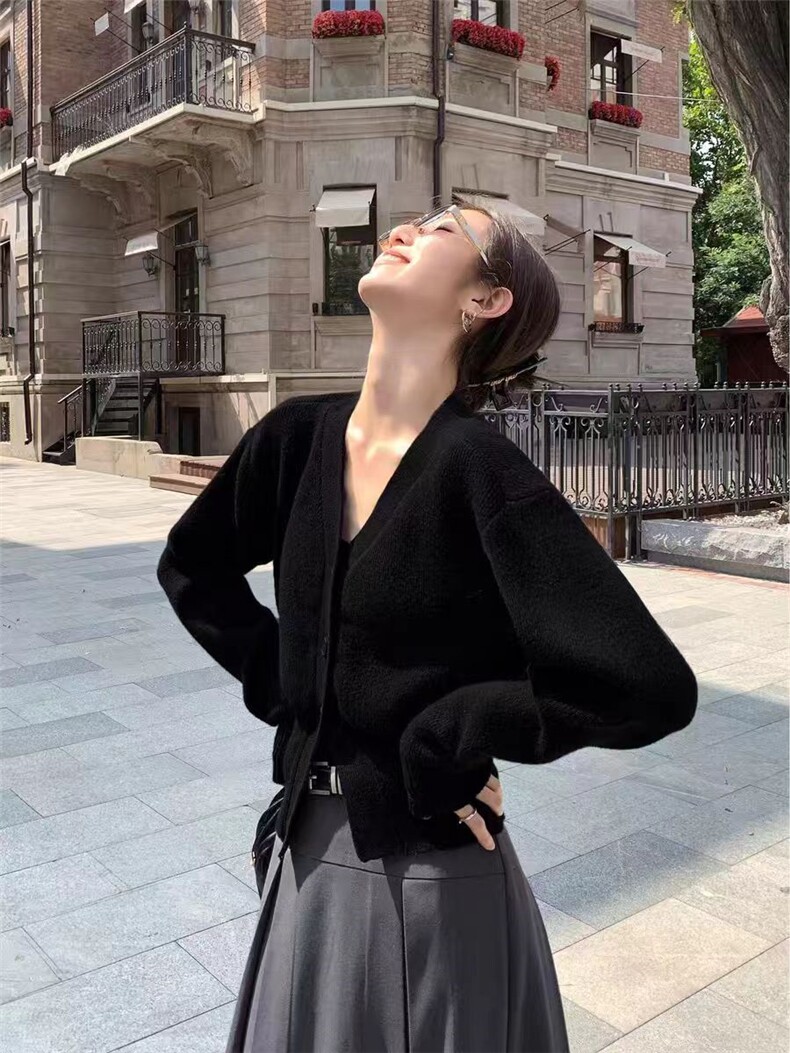 时尚百搭春秋短款开衫女装羊毛衫显瘦修身针织外套气质淑女必备,女装羊毛衫,泰沅羊绒
