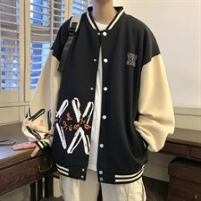 22秋新款宽松休闲撞色情侣棒球夹克卫衣外套B266-Y613-P75，男装夹克，星座B257-1