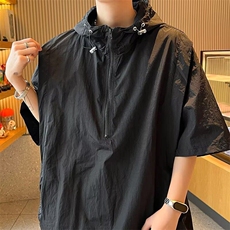 工装短袖套装男士夏季薄款休闲连帽速干防晒衣户外骑行运动服，男装防晒衣，星座218-1（原230）