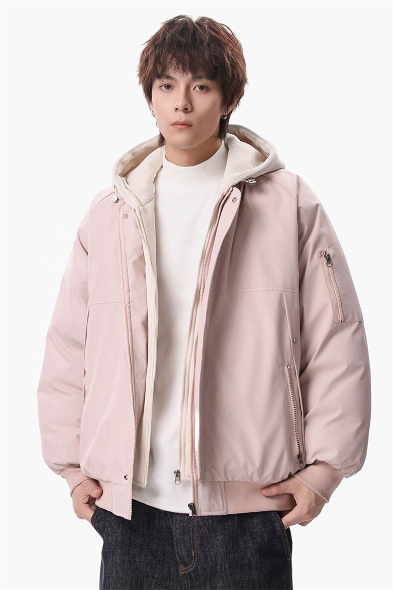 新款冬季大码羽绒棉服棉袄连帽假两件韩版宽松外套A436-2583-P95,男装棉衣,电商A436