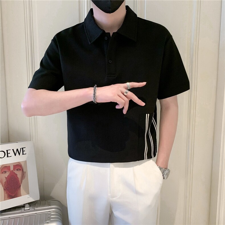 现货2025夏季新款社会小伙拼接polo衫男短袖T恤TX06P55控78,男装T恤,电商B276A