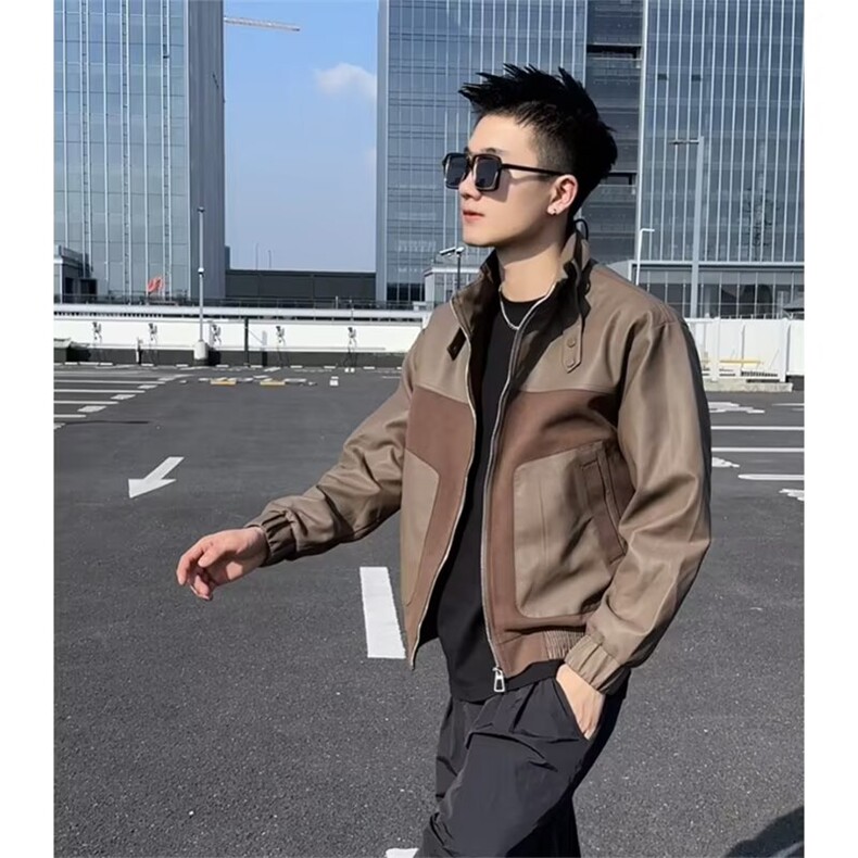 简约气质ins皮衣新款时尚文艺日系百搭慵懒原宿潮流流行图片
