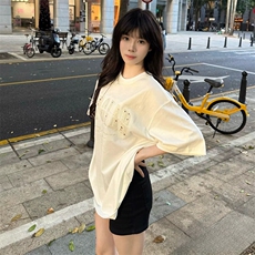 万针全刺绣工艺抖音得物高品质260克重磅纯棉双纱美式高街短袖T恤，男装T恤，电商A486