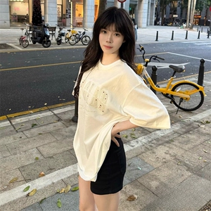万针全刺绣工艺抖音得物高品质260克重磅纯棉双纱美式高街短袖T恤图片