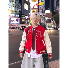 美式拼接撞色珍珠钉珠棒球服休闲夹克外套JK7966特P75，男装夹克，星座908-1
