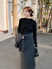 2026年春季新款高级感毛呢时尚套头马甲三件套装女气质套裙，女装套装/套裙，艾米莉亚