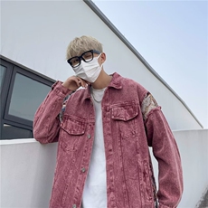 美式复古情侣拼接撞色牛仔外套男春秋宽松帅气夹克上衣JK337-P85，男装夹克，星座1008