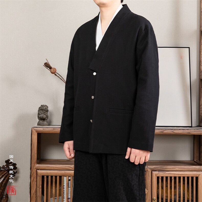 春夏新款风男装棉麻男士汉服外套H108P90,男装民族服装,钱塘802