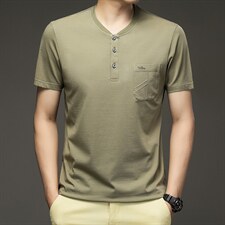 夏季2023新款短袖t恤中年爸爸男装商务休闲纽扣上衣体恤，男装T恤，电商B212（原钱塘6029）
