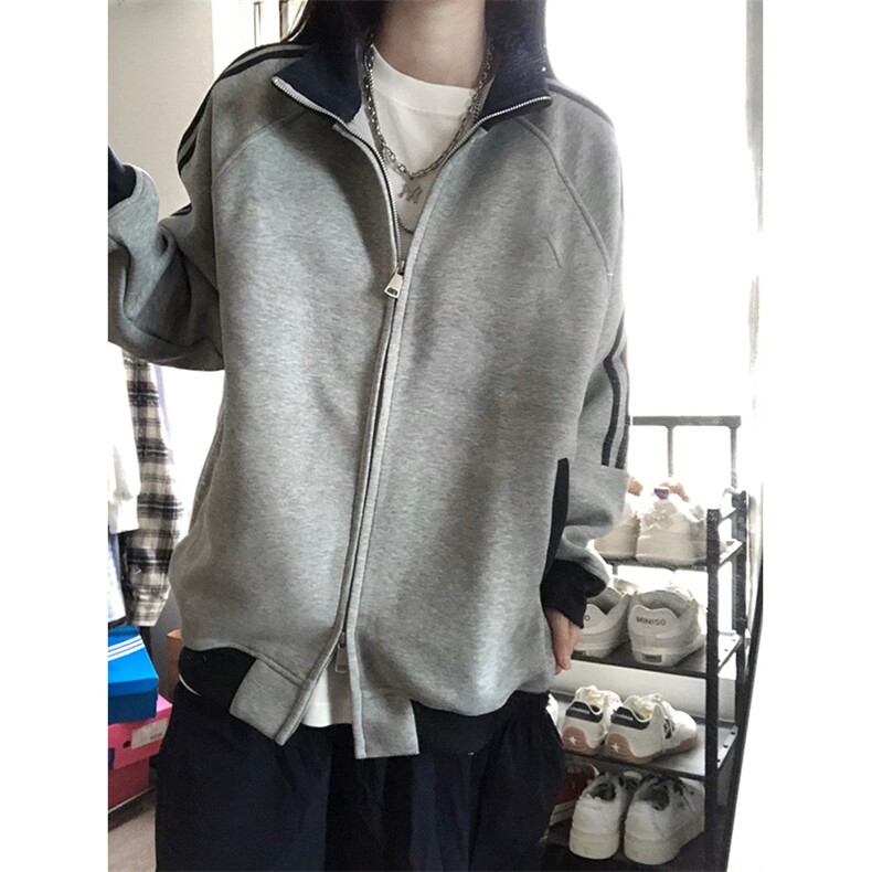 抖音得物高品质美式高街重磅结构设计拼接织带立领卫衣外套CM42,男装卫衣,电商A486