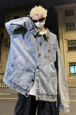 男装牛仔外套2026秋季绣标印花男生翻领夹克上衣XZ514-2-N95-P88，男装工装外套，星座514-2(原B239)