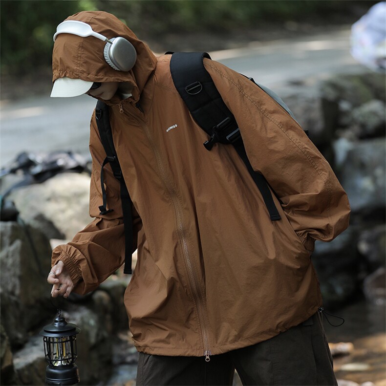 A604-P37日系轻薄透气vintage冲锋衣男款夏季连帽户外防晒外套,男装夹克,星座512-6