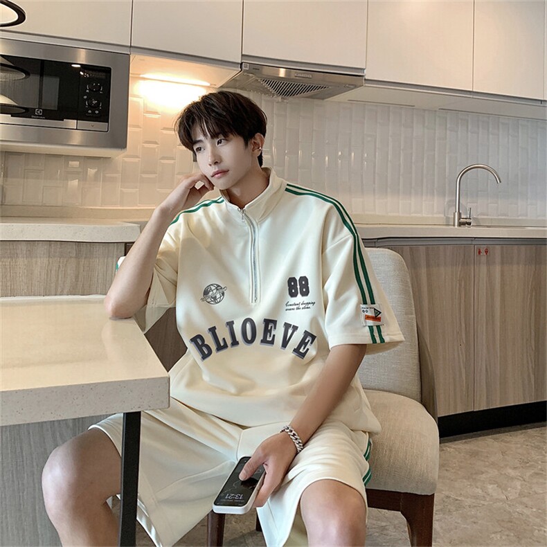 现货不缺货夏季男装休闲运动套装百搭撞色套装1209-1-TZ12-P65，男装休闲套装，星座1209-1