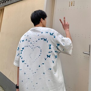 2024夏新款港风宽松圆领时尚短袖T恤上衣T2219-P42，男装T恤，星座914-3