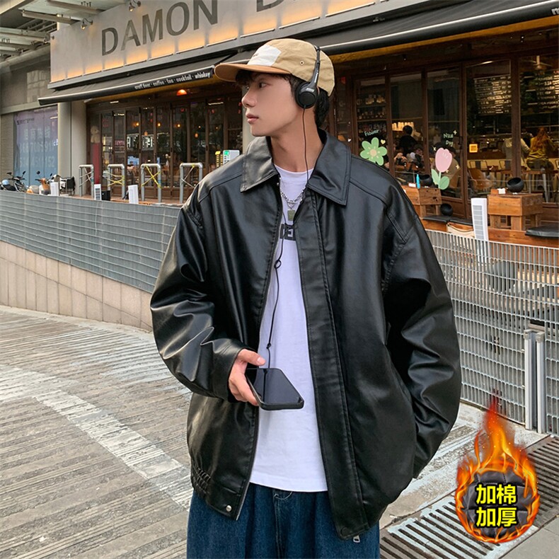 夹棉加厚冬装pu皮衣宽松夹克冬季男女棉衣外套PM7811-P82【特价】图片