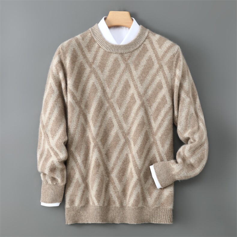菱形提花针织衫舒适百搭简约2025年秋季，男装针织衫/毛衣，嘉日羊绒