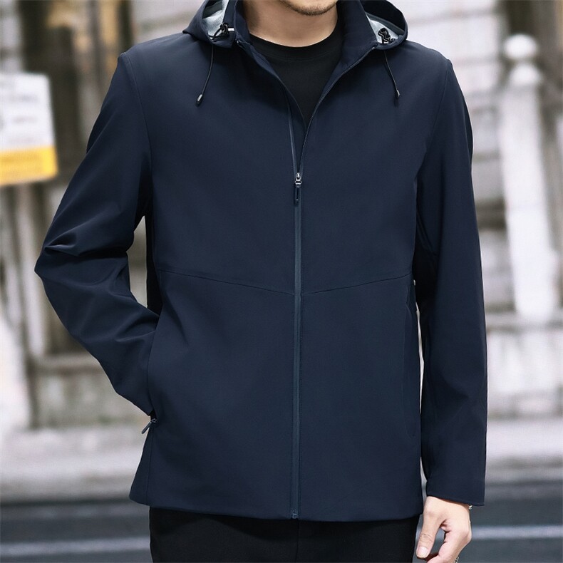 2024春秋季新款男士商务休闲夹克外套中青年纯色百搭防风上衣潮,男装夹克,电商B212（原钱塘6029）
