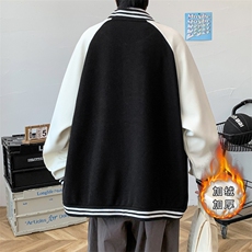 秋装新品青少年夹克棒球服潮流加绒加厚毛巾绣外套男士2117-P65，男装夹克，电商A441-1