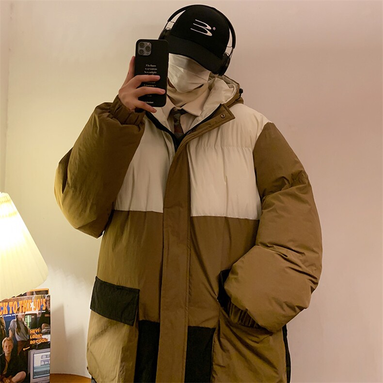 港风2026新品冬季宽松情侣装撞色棉衣棉服冬装加厚外套D008-P100,男装棉衣,星座717