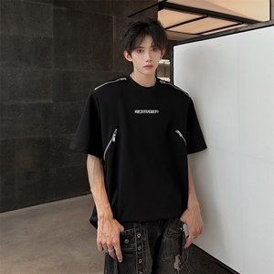 拉链设计款高街男潮款男T恤  A071-T35-P48图片