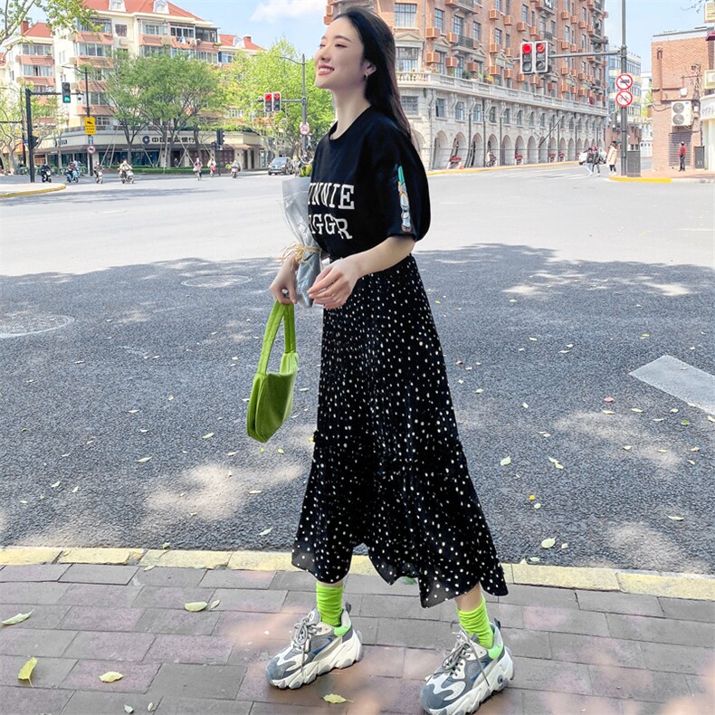 【现货】2021夏装新款韩版休闲半身裙166-QZ15P55控价99圆点,女装半身裙,茜茜公主
