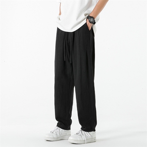 8XL-M 亚麻裤男休闲束脚裤潮薄款宽松男生九分锥形哈伦裤K920P58图片