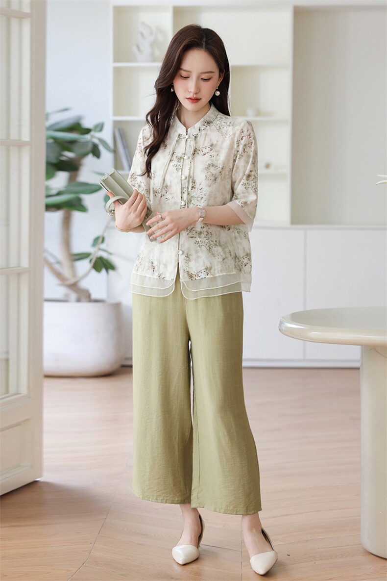 新中式妈妈夏装新款短袖2024新款洋气高贵女装夏季搭配两件套套装,女装套装/套裙,千千佰惠