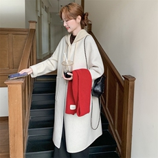 现货新款时尚洋气2025女装羊绒大衣宽松显瘦针织帽羊绒外套女装，女装毛呢外套，韩然一族