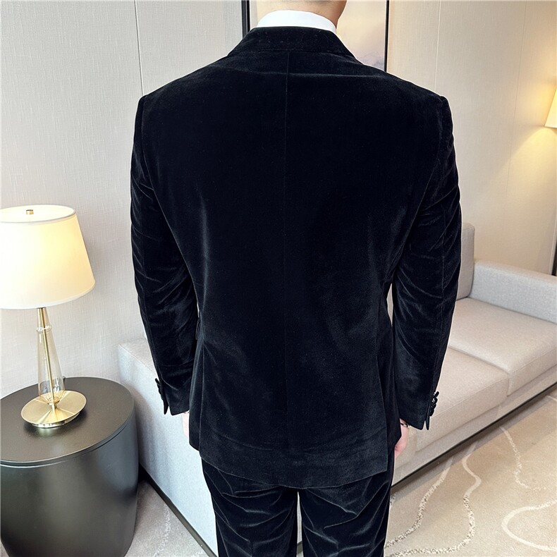 秋冬厚款金丝绒面料双排扣西服上衣结婚礼服西装外套DX947-P158,男装西服套装,电商A213