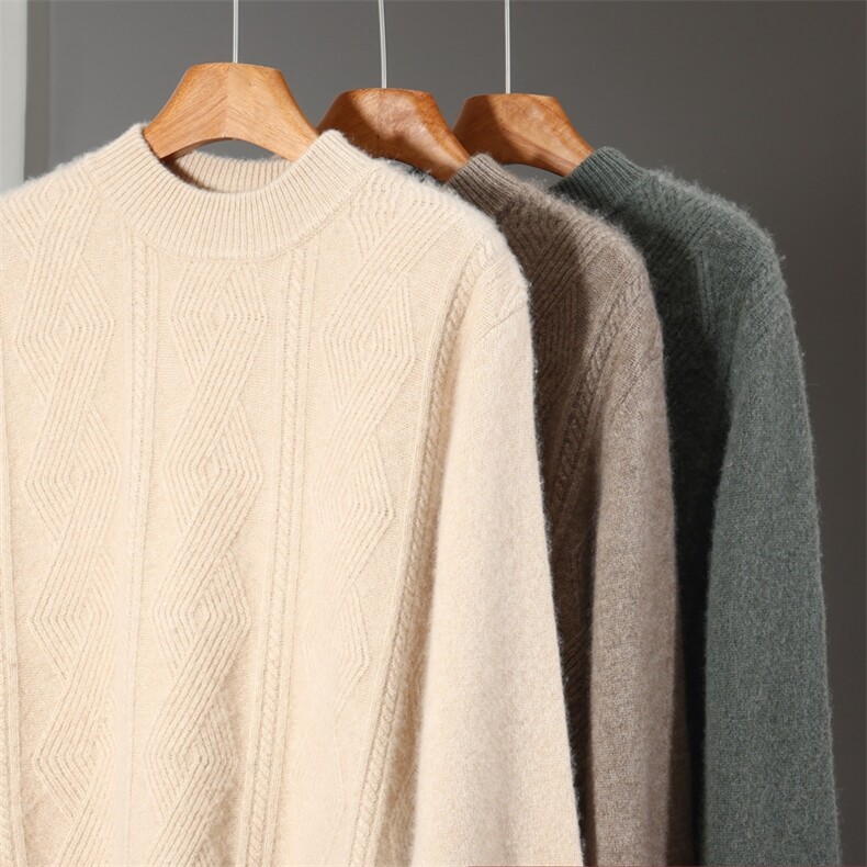 2025舒适百搭秋冬半高领长袖羊绒衫，男装羊绒套衫，蒙亿羊绒