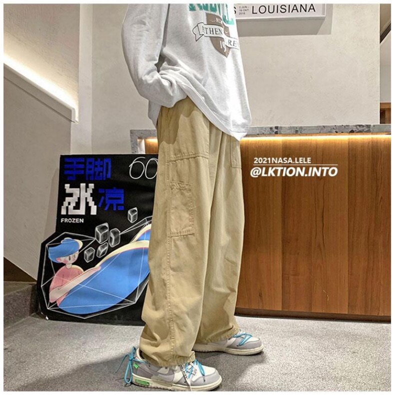 百搭长裤休闲裤高街裤子秋季直筒裤美式休闲抽绳卫裤运动复古宽松,男装牛仔裤,星座1103-2