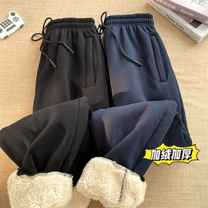 2冬季新款加绒加厚简约百搭卫裤休闲裤XZ102A-2-K700-P55图片