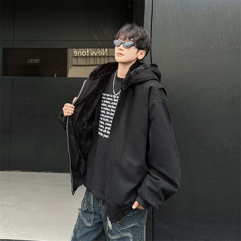 【有货】DHY308-P110美式简约加绒夹克连帽外套男新款冬季座山雕,男装夹克,星座603-2
